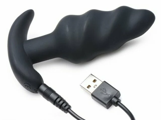 BANG! 21X Vibrating Silicone Swirl Butt Plug w/ Remote Control - Black - Image 4
